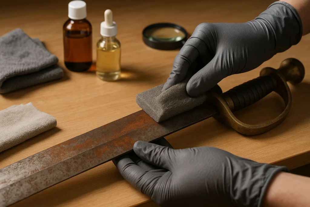 remove dust from antique swords