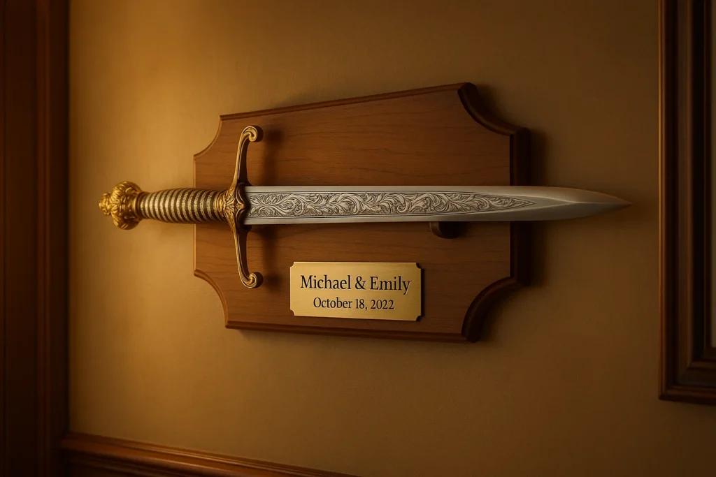 Engraved Wedding Sword Display