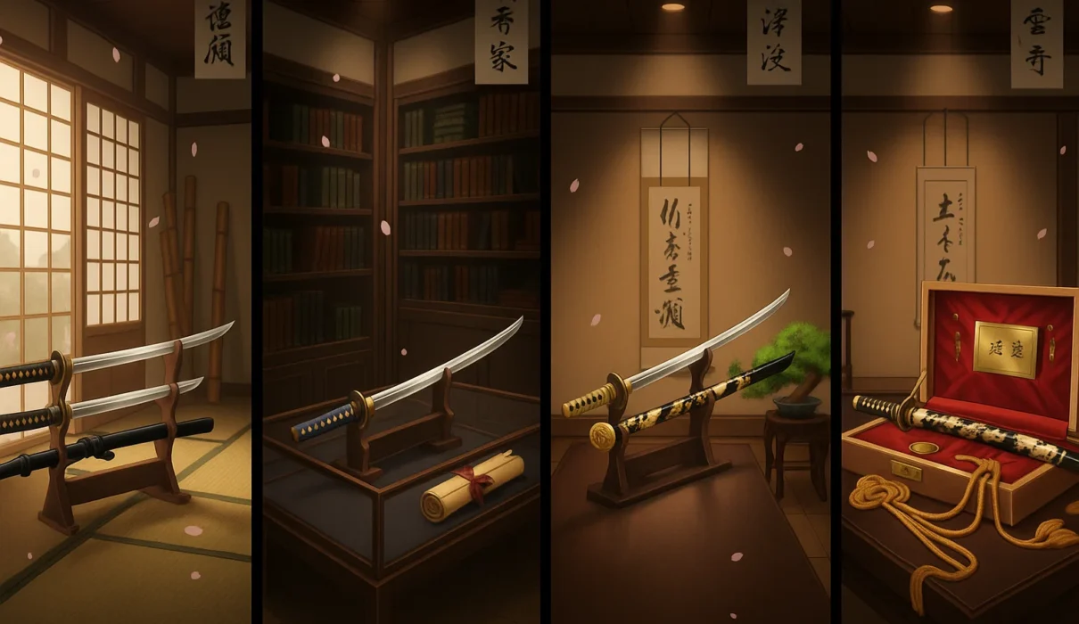 4 katana's in a picture