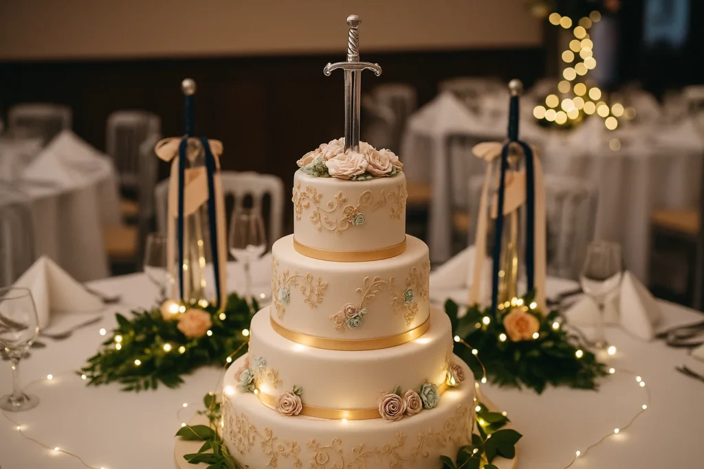 Sword Decorated Wedding Cake