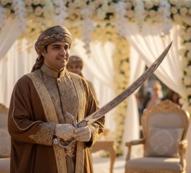 wedding groom having sword